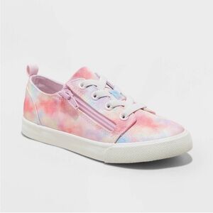 Cat & Jack Kids' Lucian Rainbow Tie-Dye Double Zipper Sneakers size 6 NWT